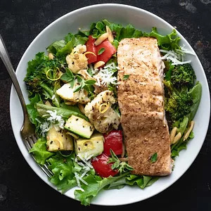Beef with salad